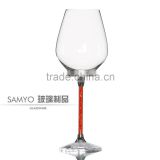 SAMYO handcrafted fashion home white wine glass with red and purple color decoration