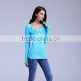 Women's Knitted Waffle T-shirt With Embroidery and Crystal thumbnail-3