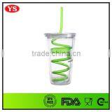 16oz Bpa Free Double Wall Plastic Cup With Spiral Straw thumbnail-6