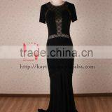 Simple Short Sleeve Spandex Cotton Mermaid Evening Long Dress thumbnail-2