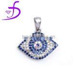 Hot Sale Natural Blue Sapphire Evil Eye Pendant Necklace thumbnail-1