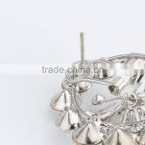 Rellecona Fashion Jewelry Flower Shape Stud Earring Inlaid CZ Gemstone in 18k White Gold Plated thumbnail-4