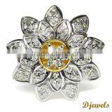 Latest Desinger Flower Ring Latest Diamond Ring 9K Gold Diamond Ring thumbnail-1
