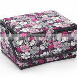 Floral Print Wooden Sewing Tool Basket w/ Accessories thumbnail-1