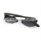 Mirror Lens Retro Halft Rim Round Wood Sunglasses thumbnail-2