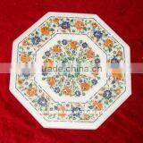 Marble Inlay Dining Table Top, Marble Pietra Dura Table Top thumbnail-1