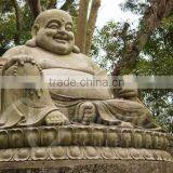 Chinese Stone Antique Hand Made Carved Marble Laughing Buddha Garden Statues thumbnail-2