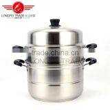 High Quality Stainless Steel Steamer Cooking Pot With Hollow Handles and Metal Lid thumbnail-1