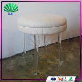 Modern White Leather Cushion Stool Dressing Room Stool With Clear Acrylic Stool Legs thumbnail-3