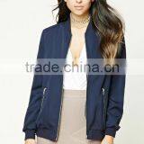 Korean Clothing Style Lady Winter New Model Blue Fashion Baseball Coat Longline Bomber Jacket Wholesale China Manufacturers thumbnail-2