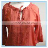 Women Loose Three Quarter Sleeve Casual Blouse Designs For Fat Woman thumbnail-3