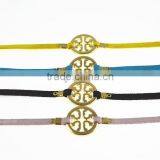 Gold Love Letter Charm Suede Leather Bracelet Custom Logo Charm Leather Bracelet thumbnail-2