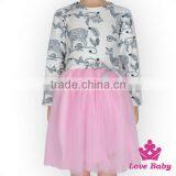 Romantic Spring Children Clothing Frock Design Long Sleeve Pattern Printed Baby Girl Pink Tutu Princess Dress thumbnail-2