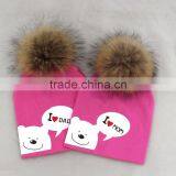 Myfur Spring Infantile Hot Selling Unisex Baby 100% Cotton Hat With a Fur Pom Pom Ball thumbnail-2