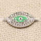 Silver Rhinestone Crystal Oil Drip Evil Eye Connectors Oval Turkish Lucky Eye Pendant thumbnail-2
