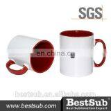 JS Coatings Sublimation Mugs 10oz Inner Rim Color Mug Red B10T-05