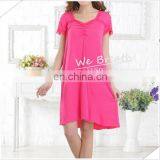Lace Trim Square Neck Short Sleeves Bamboo Sleep Gown Solid Colors thumbnail-2
