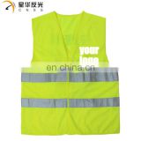 CNSS Customized logo and color fluorescent yellow high visibility reflective safety vest