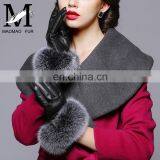 Warm Real Leather Glove With Big Genuine Fox Fur Beautiful Glove thumbnail-6