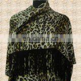 Silk Pashmina With Leather Sued Trim Shawls thumbnail-4