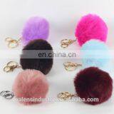 Custom Wholesale Fluffy Faux Fur Pom Poms Ball Keychain You Pom 18 Keychain for Woman Cellphone/handbag/hats/Car thumbnail-1