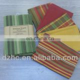 yarn dyed striped & checked kitchen towels,5 sets