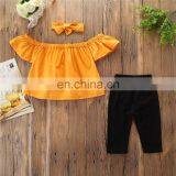 Girls Summer Outfit Toddler Yellow Tops + Black Pants Set Spring Summer Clothing for 1-6T thumbnail-5