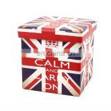 RTS Factory Wholesale Modern Living Room Furniture Printing PVC Leather The Union Jack Storage Ottoman thumbnail-3