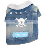 fleece blue jeans pet dog coat clothes puffy