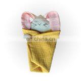 Мягкая 4-слойная марляная одеяла с милым желтым зайцем