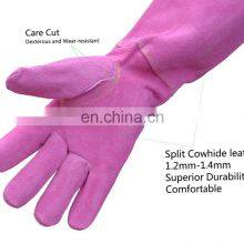 HANDLANDY Hot Sell Cowhide Purple Thorn Proof Gauntlet Garden Gloves For Home thumbnail-3