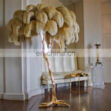 Dance Wedding Party Standing Lamps For Living Room Creative Resin Copper Ostrich Feather Floor LED Lamp thumbnail-1