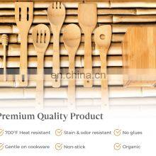 Organic Bamboo Wooden Kitchen Cooking Tools Spoons Spatulas Utensils Set With Holder thumbnail-3