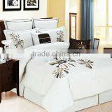 White Color With Embroidery Flower Cotton Comforter Sets 205TC King Size in 4 Pcs thumbnail-1