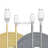 Woven Fabric Braided Flat Pipe Connector Micro USB Cable thumbnail-1