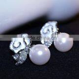 Rose Pearl Jewelry Sets Silver Plated Pendant Neckalce & Earrings Set For Women thumbnail-6