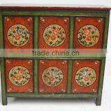 Chinese Antique Six Door Hand Painted Tibetan Cabinet Quality Choice