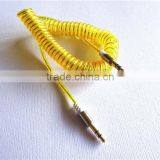 Colorful Fashionable Flexible Dc3.5m to Dc3.5m Spiral Metal Transperant Cable Extend Stereo Audio Aux Cable