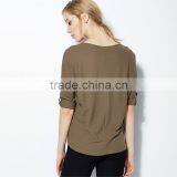 Women Ladies Summer Style 3/4 Sleeve Irregular Tees Tops T-Shirts OEM Manufacturers Factory From Guangzhou thumbnail-2