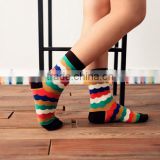 rainbow wave pattern designed colorful women tube socks