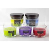 scented colored glass candle with wooden cover, size 82*60mm