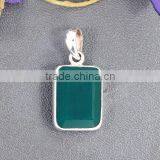 925 Sterling Silver Green Onyx Gemstone Pendant