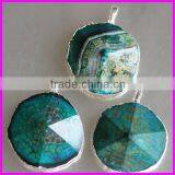 KJL-BD5161 Wholesale Natural gem pendant Silver Plated Blue Ocean shell vein rete druzy Agate Stone pendant