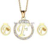 New arrival 316l stainless steel alphabet letter gold jewelry sets