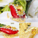 47*44mm Unique Design Personalized Rhinestone Christmas Santa Sleigh Brooch thumbnail-1