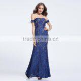 12955 Blue Lace Free Should Full Lenght Ruffer A-line Sweeps Blackless Party Cocktail Prom Dresses thumbnail-1