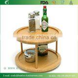Natural Bamboo 2 Tier Round Cake Turntable Stand For Spice, Or Serving Turning Tray thumbnail-1