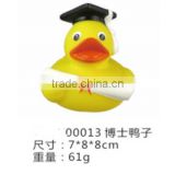 doctor PVC duck/PHD pvc duck toy /learned scholar bath duck/Bath duck with hat/graduate duck