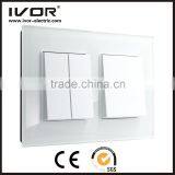 2016 New Design IVOR Glass Panel Push Botton Light Luxcry Switch LIGHT SWITCH,MECHANICAL ROCKER SWITCH Light Switch