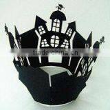 Wholesale Colored Black Castle Cupcake Wraps Pearl Paper Laser Cutting Wedding Decoration